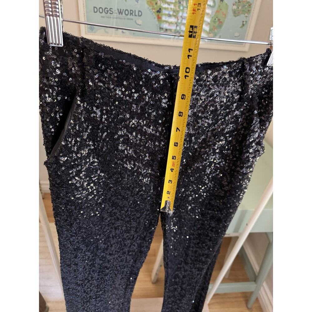 VTG Alice + Olivia Iconic Low Rise Black Sequined Pants Sz 2 Y2K‎ Black Tie - Picture 4 of 6